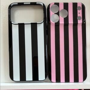 Striped Black and Pink iPhone Case bundle